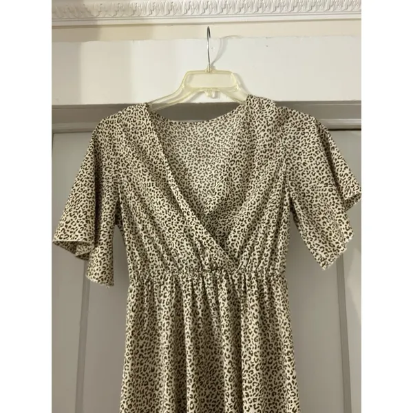 SHEIN Short Sleeve Leopard Print Long Maxi Dress Size XS 2 Teacher Modest Fun - Image 2