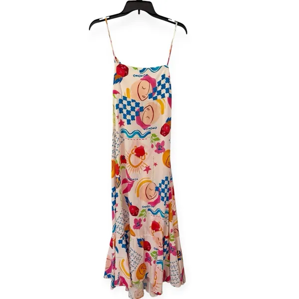 Paper Heart Colorful Celestial Open Back Abstract Maxi Dress Size Small - Image 3