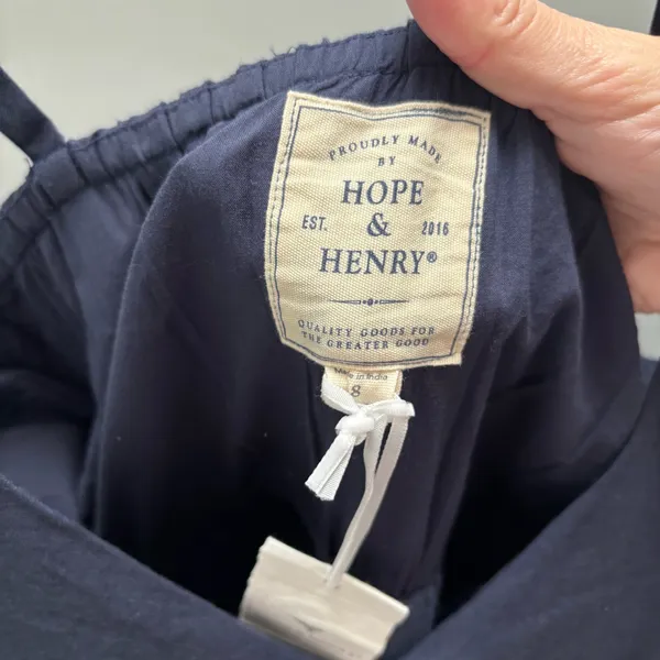 Hope & Henry Navy Blue Cotton and Linen Blend Faux Top Jumpsuit - Image 8