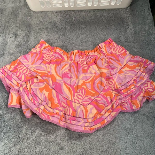Aerie Pink and Orange Ruffled Skort - Image 9