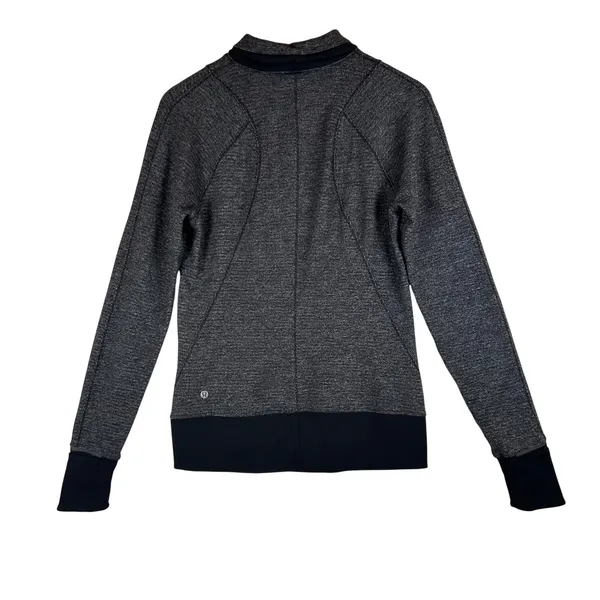 Lululemon Rest Less 1/4 Zip Pullover Black White Thumbholes Size 10 - Image 3