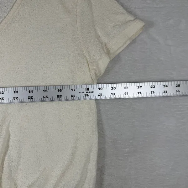 Madewell Texture & Thread Cream Cotton Front Tie V-Neck Short Sleeve Top J8537 M - Image 3