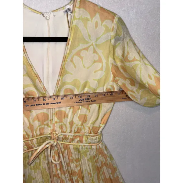Alexis Capri Yellow Orange Abstract V-Neck Mini Dress $598 flowy coquette XS - Image 4