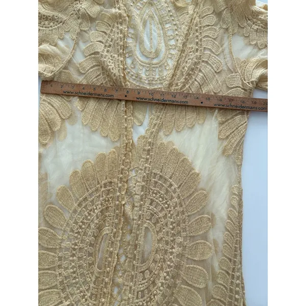 Rebellion Again Lace Duster Small Creamy Yellow Sheer Kimono Romantic Coquette * - Image 10