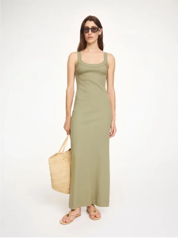 By Malene Birger Lio Ribbed Midi Dress Green Size XS - Image 2
