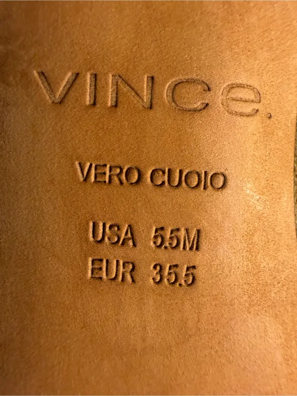 Vince Suede Open-Toe Mule in Cognac with Gold Accent Size 5.5 - Image 14