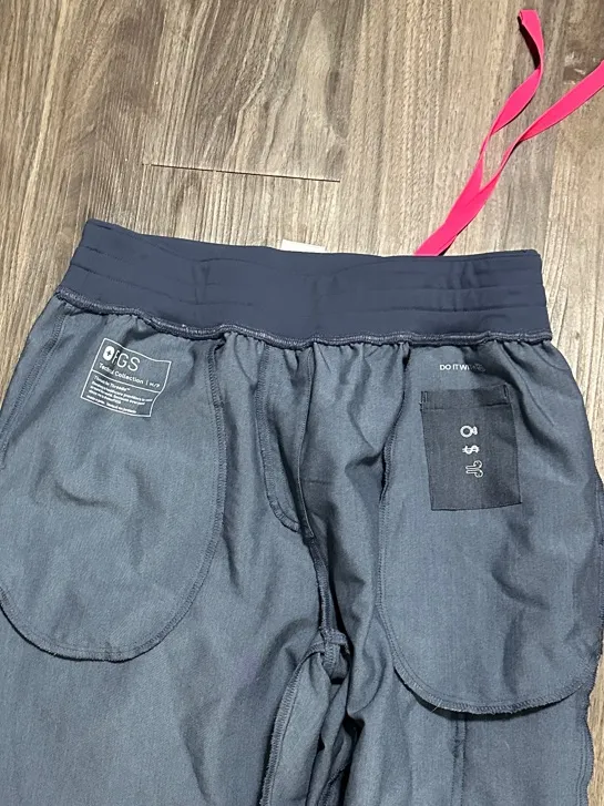 Figs Blue Jogger Scrub Pants with Pink Drawstring - Image 11