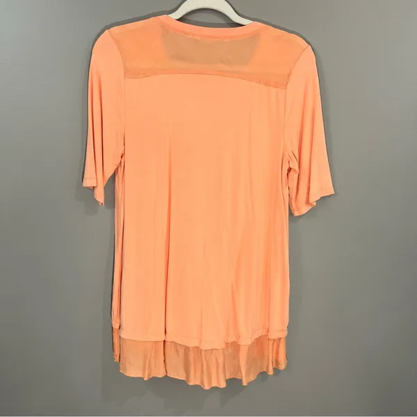 Soft surroundings size M peach orange short sleeve layered top - Image 5