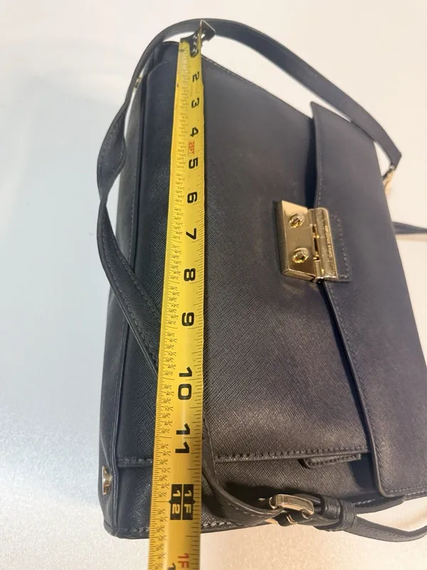 Michael Kors Blue Saffiano leather crossbody satchel travel organizer purse bag - Image 8