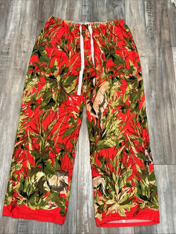 ANTHROPOLOGIE Lilka Doting Deer Red Flannel Sleep Pants Medium - Image 4