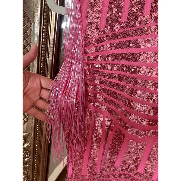 superdown Pink Sequin Midi Dress - Image 8