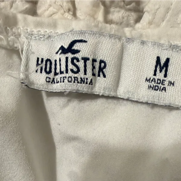 Hollister Cropped White Eyelet Tank Top Tie Closure‎ Hippie Peasant Bohemian - Image 3
