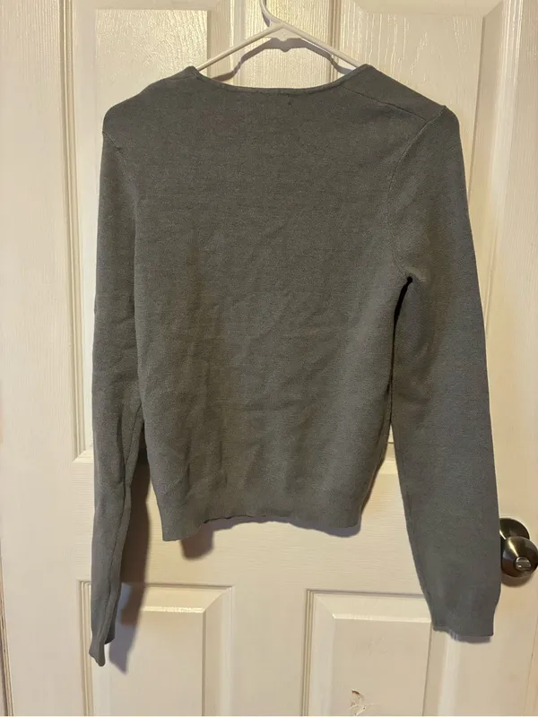 Oak Fort BUTTON FRONT SQUARE NECK SWEATER size medium minimalist Gray - Image 4