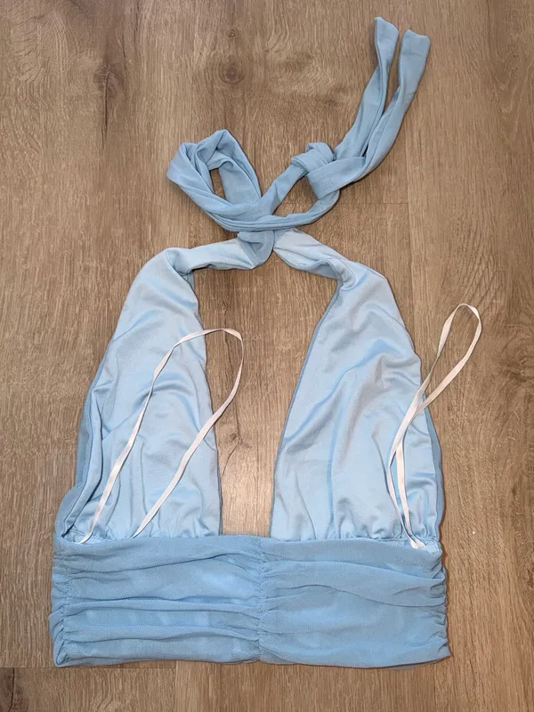 Princess Polly Light Blue Halter Top - Image 2