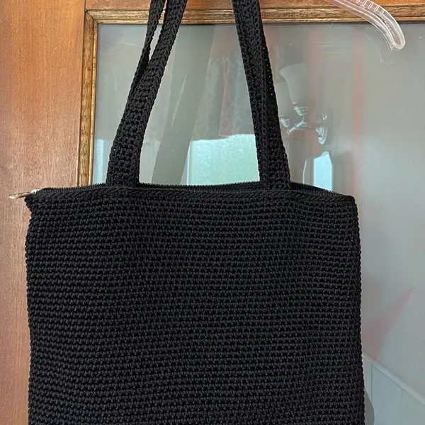 The Sak Black Crochet Double Strap Shoulder Purse Bag EUC - Image 7