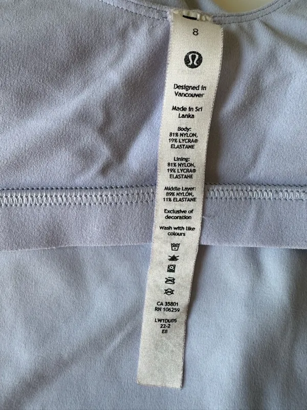 Lululemon Aling Tank Top Nulu Sz 8 With‎ Cup Light Blue V-Neck Sports Bralette - Image 6
