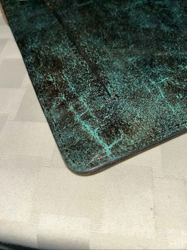 Patricia Nash Turquoise & Brown Tooled Leather Envelope Clutch - Image 7