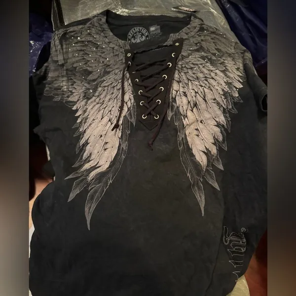 AFFLICTION Age of Winter Short Sleeve Tee Size L New with Tag MSRP $58 SOO - Image 6