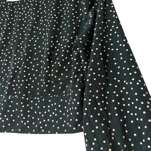 Lulus Women's L Love Always Forest Green‎ Polka Dot Long Sleeve Crop Top Cropped - Image 5