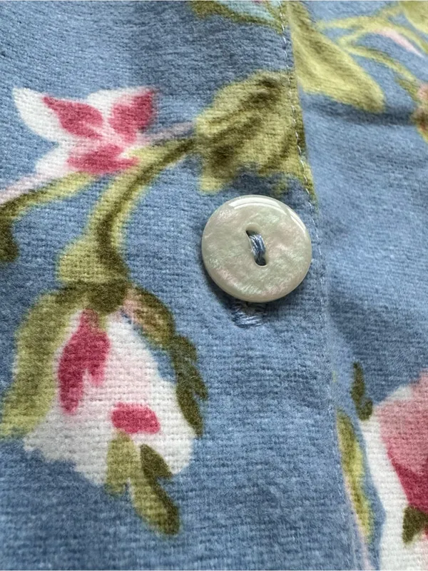 Garnet Hill Organic Cotton Heritage Flannel Pajama Top Shirt S Blue Floral NWOT - Image 5