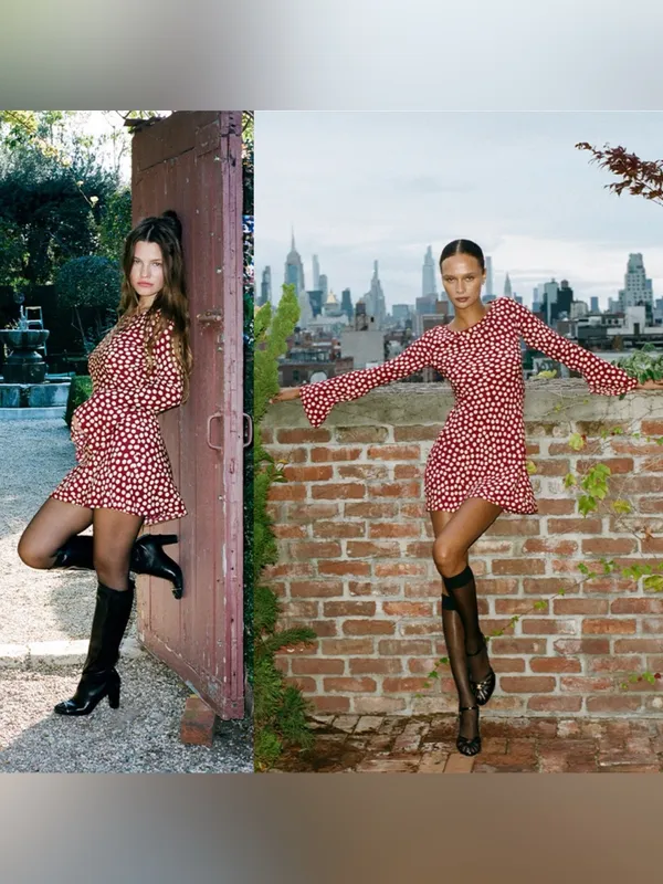 Realisation Par The Brigitte Bell Sleeve Flippy Mini Dress In Plum Size XS - Image 3