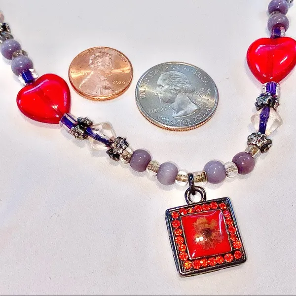 Purple red pressed flower choker - Image 2