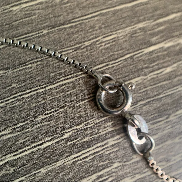 Vintage Boxchain Bracelet Heart Charm Minimal Sterling Silver 925 - Image 3