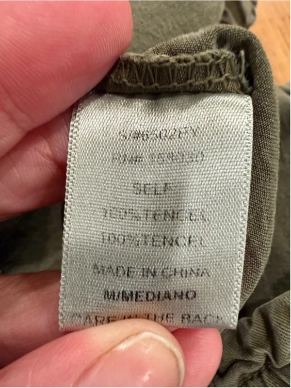 Love Tree Olive Green Tencel Cargo Pants Elastic Waist Button Fly Sz M High Rise - Image 6