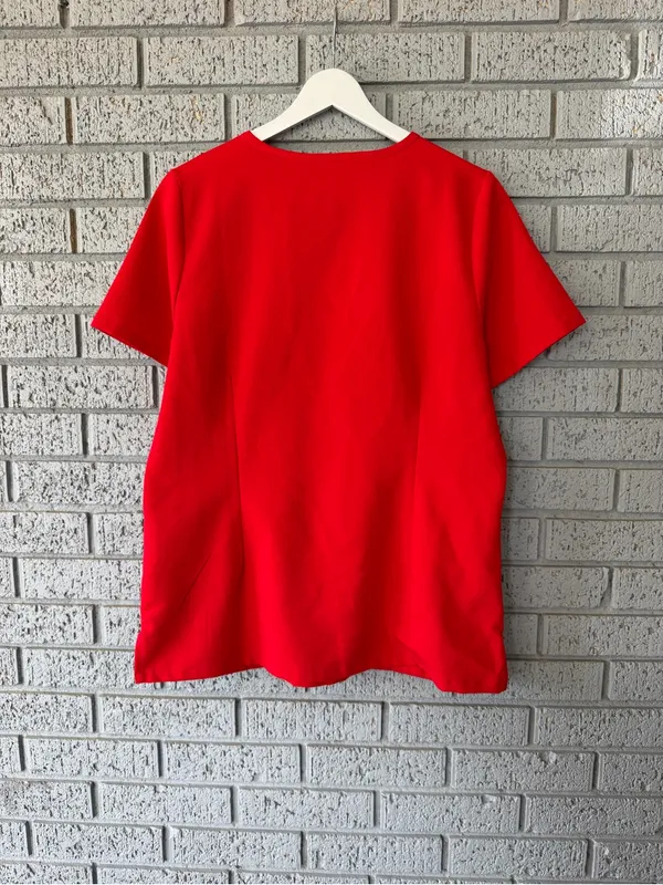 Mandala 6 Pocket Scrub Top Bright Red Women’s Size Medium - Image 4