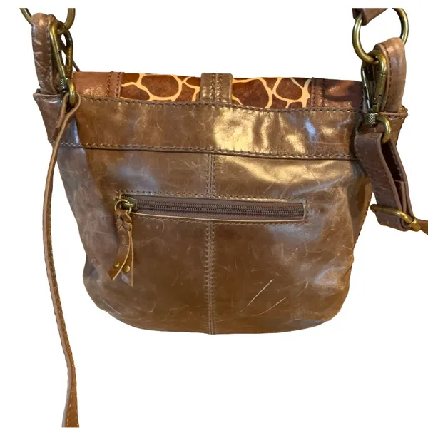 The Sak Brown Distressed Leather W/Calf Hair In Giraffe Print Bag - Image 9