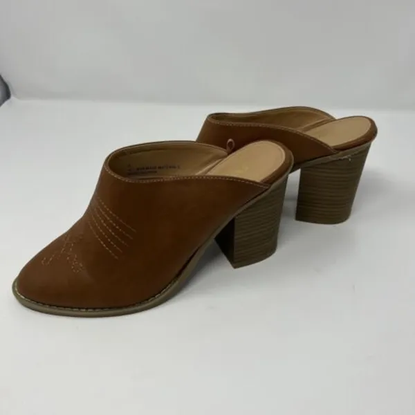 Express Womens heeled‎ Mules Brown Sz 6 - Image 3