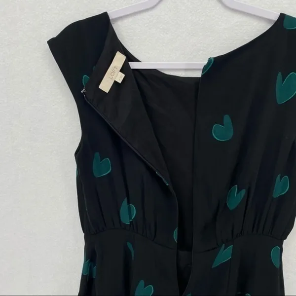 LOFT Heart Print Chiffon Pleated Sleeveless‎ Dress - Image 11