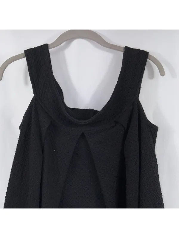 Free People Black Textured Cold Shoulder Top Medium - Image 2