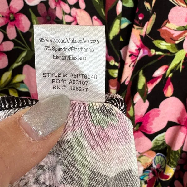 Hale Bob LA Floral Colorful Alessia Jersey Ruched Flounce Dress Size Medium - Image 6