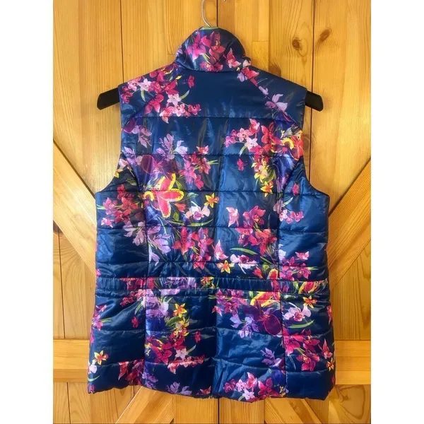 Tommy Bahama Blue Floria Estefan Aloha Full Zip Puffer Vest Size Small (5929) - Image 5