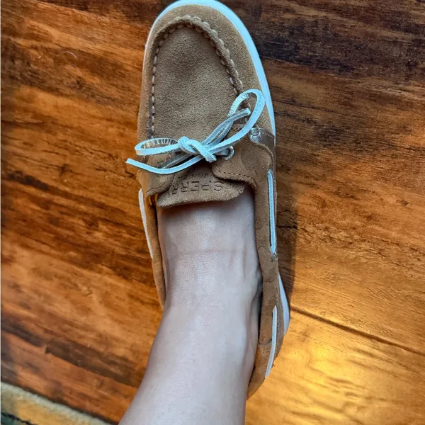 Sperry Women’s Suede Boat Shoes Tan Leather Lace Loafers Size 6 - Image 7