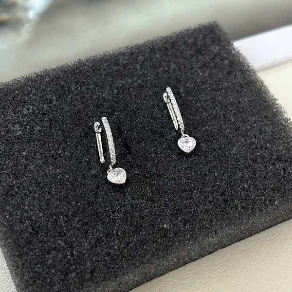 CZ Love Heart Dangle Drop Earrings for Women - Image 3
