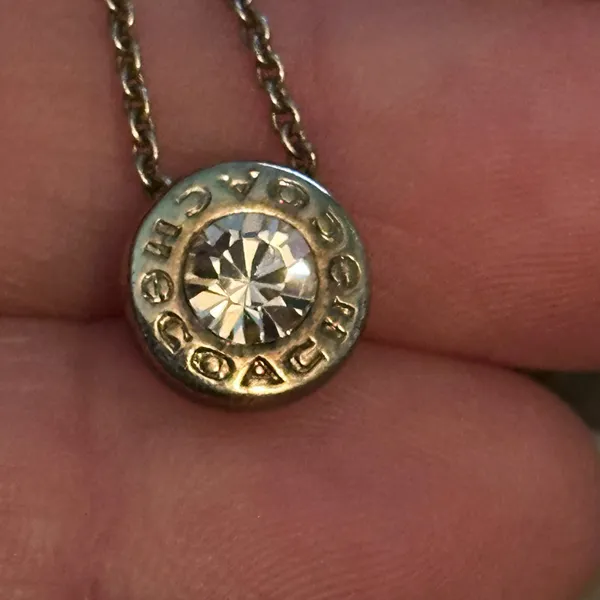 Coach gold tone crystal logo pendant necklace - Image 3