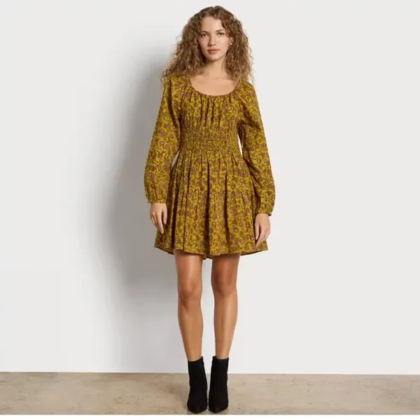 NWT SAM EDELMAN LORA MINI DRESS IN GOLDEN SPRIG -OLIVE OIL Small - Image 3