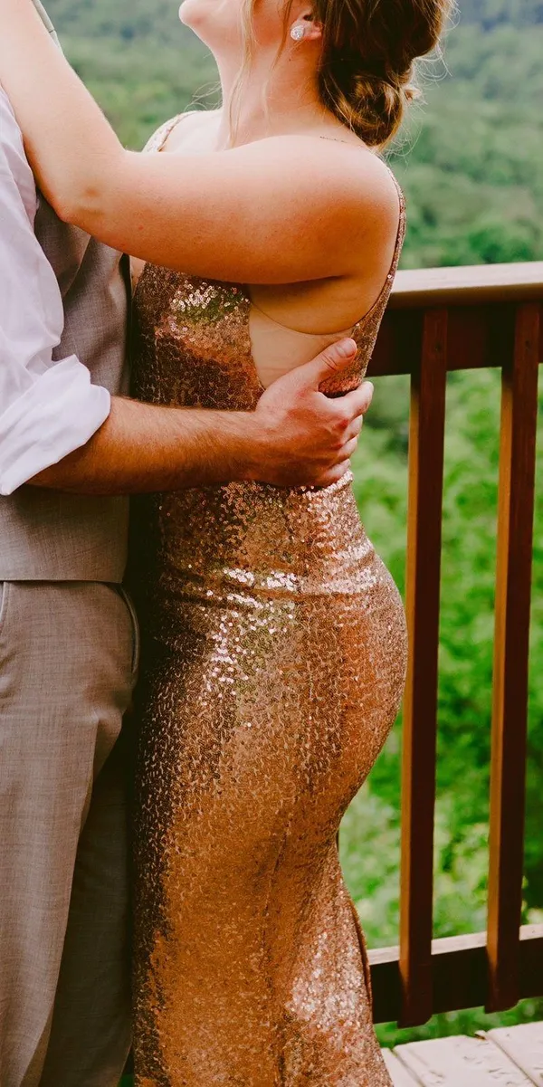 Rose Gold Sequin Maxi Dress Size 6 - Image 3