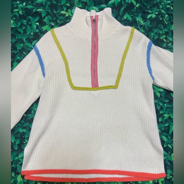 English Factory Cream and Pink Cowl Neck Sweater - Image 2