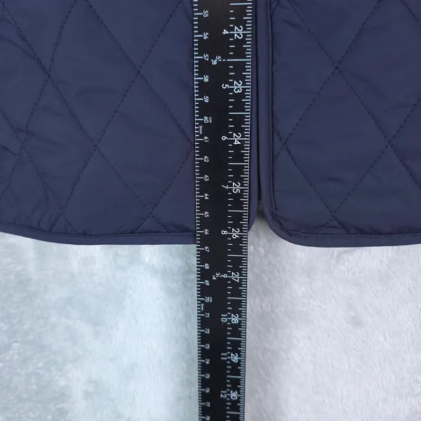 Talbots Quilted Vest Women Large Navy Blue Diamond Fleece Lined Full Zip - Image 9