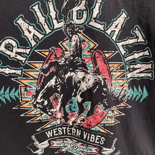 Rock & Roll Cowgirl Western Rodeo Baby Tee Size XS Womens Graphic Trail Blazin - Image 2