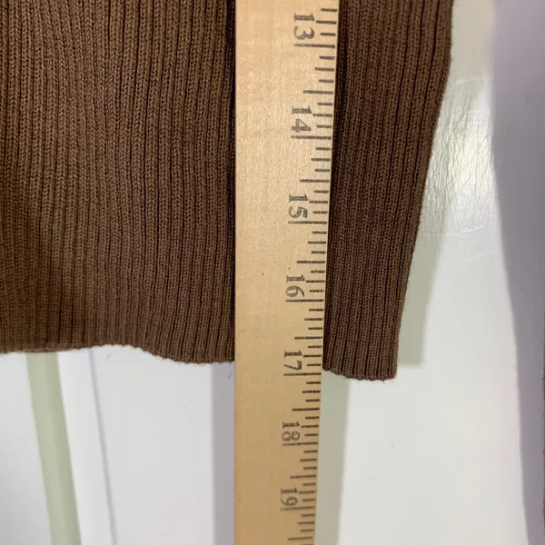 Brandy Melville Brown Shannon Ribbed V-Neck Button Cropped Cardigan Sweater - Image 6