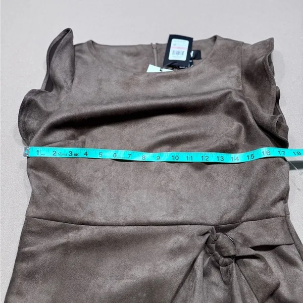DKNY Brown Faux Suede Midi Dress - Image 7