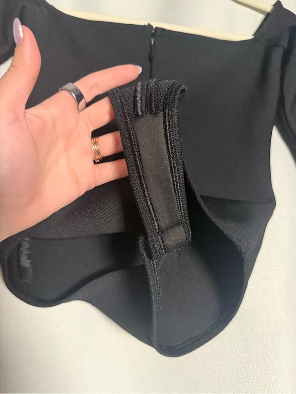 Karen Millen Body Contouring Black Long Sleeve Bardot Knit Thong Bodysuit XS - Image 9