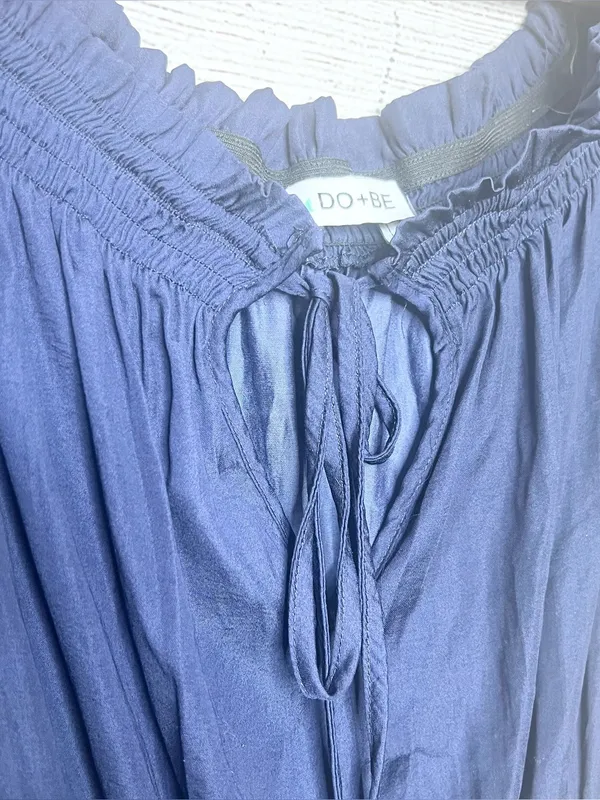 DO+BE Navy Blue Off Shoulder Keyhole Neck Short Sleeve Mini Dress Size Large - Image 6