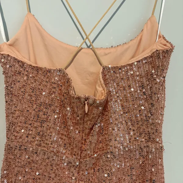 Hello molly so outta my mind Sequin slit maxi Dress in‎ Rose Gold small - Image 7