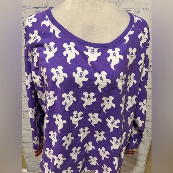 Disney Long Sleeve Top Womens Mickey Mouse Ghosts Halloween Purple Size XL - Image 2