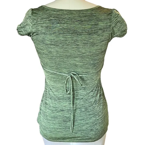 SPEECHLESS Ladies Green Top w/ Belt Tie Back Short Sleeve Tunic Top ~ Size S - Image 4